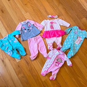 Lot of 5 Koala Baby Girl's Pajamas Size 3 Months